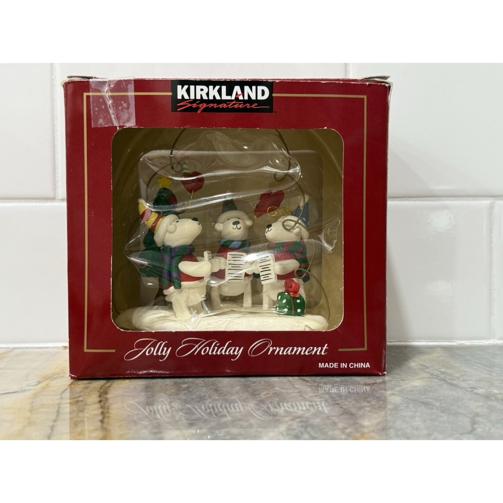 Kirkland Signature Jolly Holiday Ornament Three Bears Caroling New In A Box